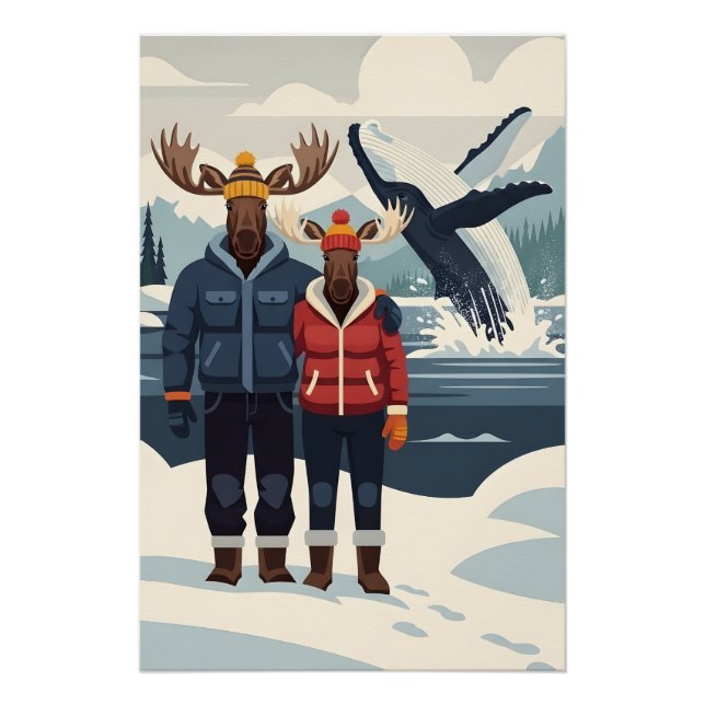 Pôster Alaskan whale watching photobomb poster (Frente)