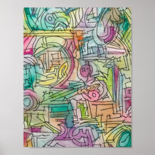 Poster Alassio-Abstrato Geométrico Watercolor Art