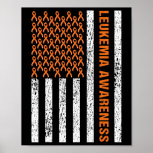 Poster Alavanca de Cancer Sanguíneo Fita Laranja Leucemia