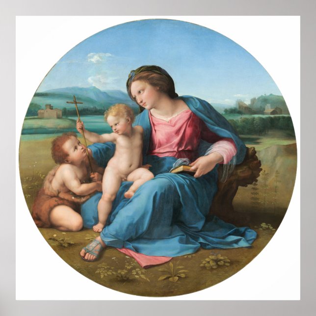 Pôster Alba Madonna Raphael Renaissance White Background (Frente)