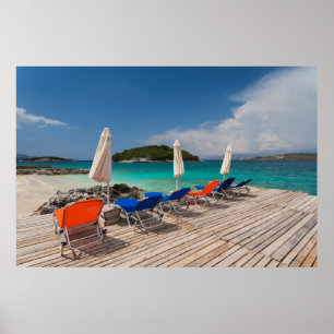 Pôster Albanês Riviera, Ksamil, fachada da cidade