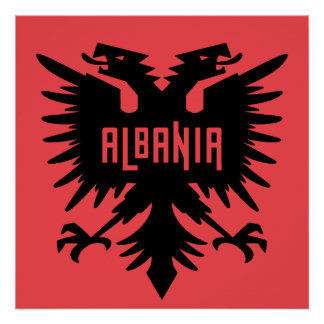 Pôster Albania Country Flag and Fan Design