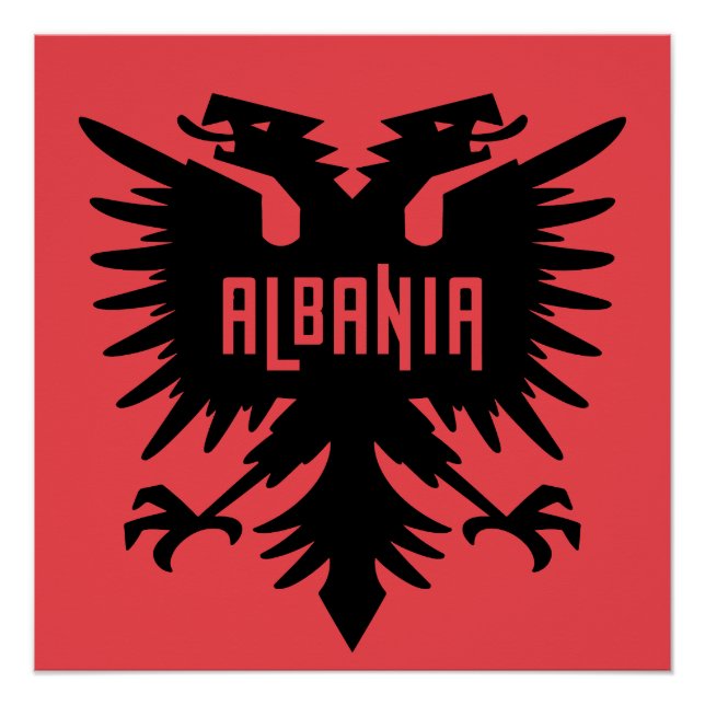 Pôster Albania Country Flag and Fan Design (Frente)