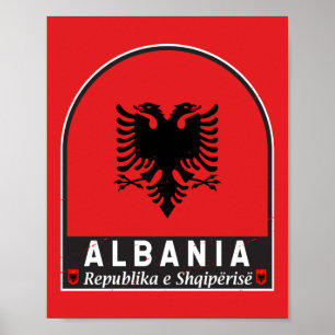 Poster Albânia Flag Emblem angustiado