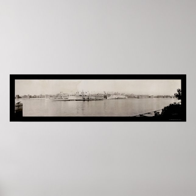 Poster Albany NY Waterfront Foto 1909 (Frente)