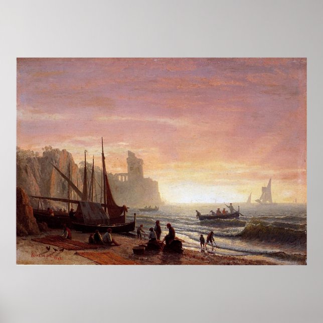 Poster Albert Bierstadt é a frota pesqueira (Frente)