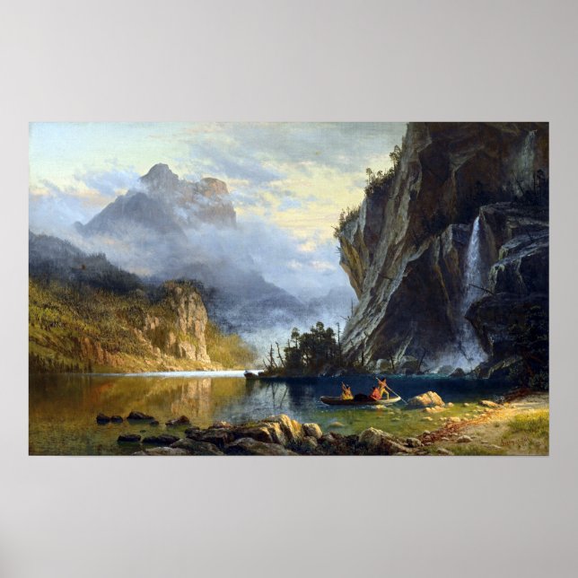 Poster Albert Bierstadt Indians Spear Fisheries (Frente)