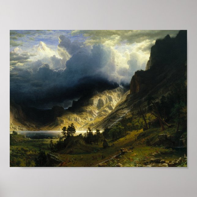 Pôster Albert Bierstadt - Uma Tempestade nas Montanhas Ro (Frente)