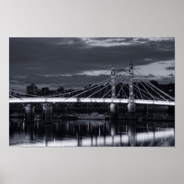Poster Albert Bridge em preto e branco (Frente)
