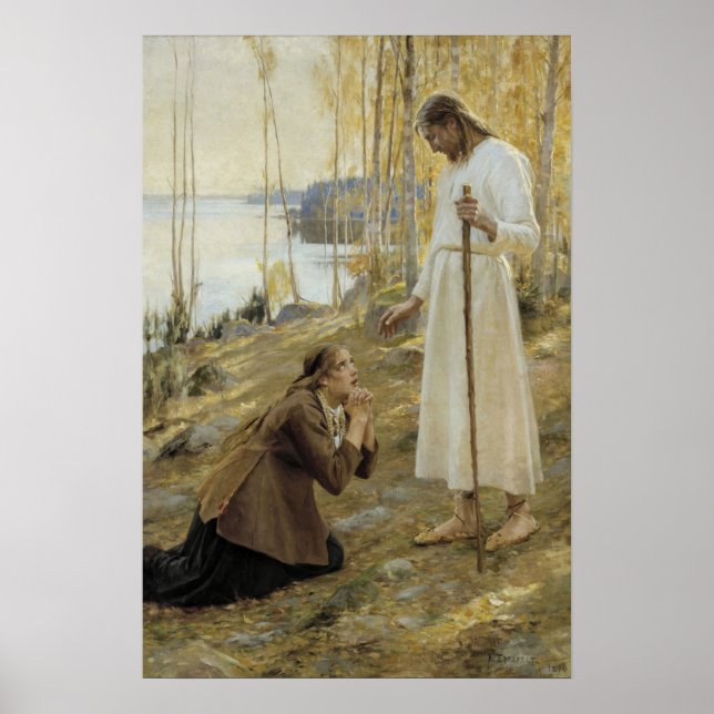 Poster Albert Edelfelt - Cristo e Maria Madalena (Frente)