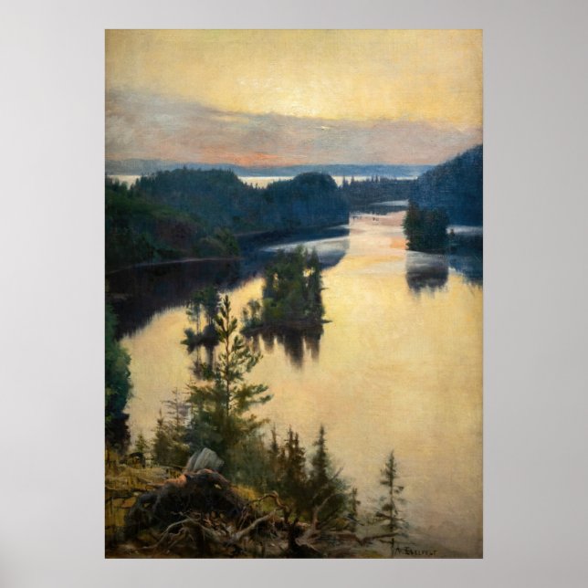 Poster Albert Edelfelt - Cume da Kaukola ao Pôr-do-Sol (Frente)