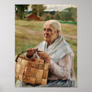 Poster Albert Edelfelt - Velha com uma Cesta de Tiras de