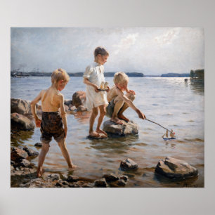 Poster Albert Edelsense - Meninos tocando na praia