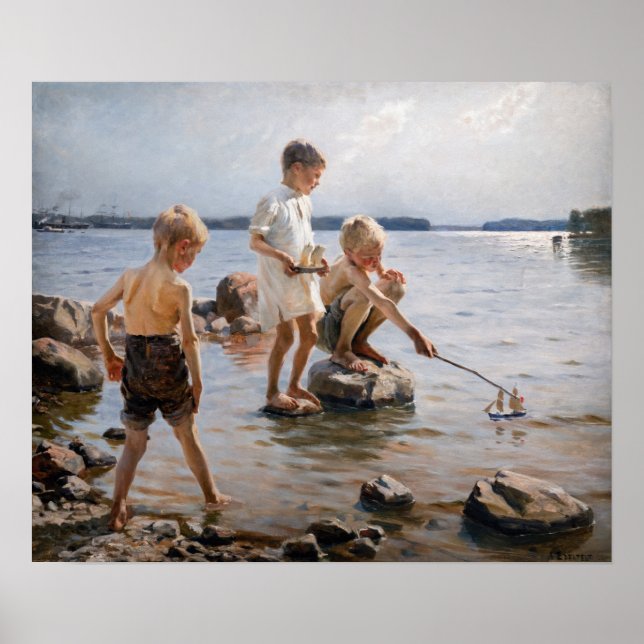 Poster Albert Edelsense - Meninos tocando na praia (Frente)