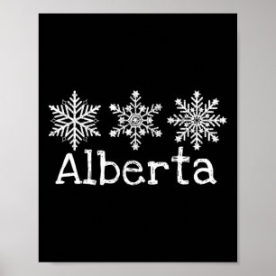 Poster Alberta Canada Ski Skiier Skiing Winter Snowflakes
