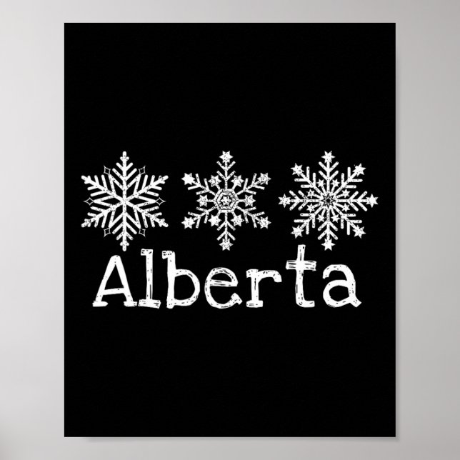 Poster Alberta Canada Ski Skiier Skiing Winter Snowflakes (Frente)