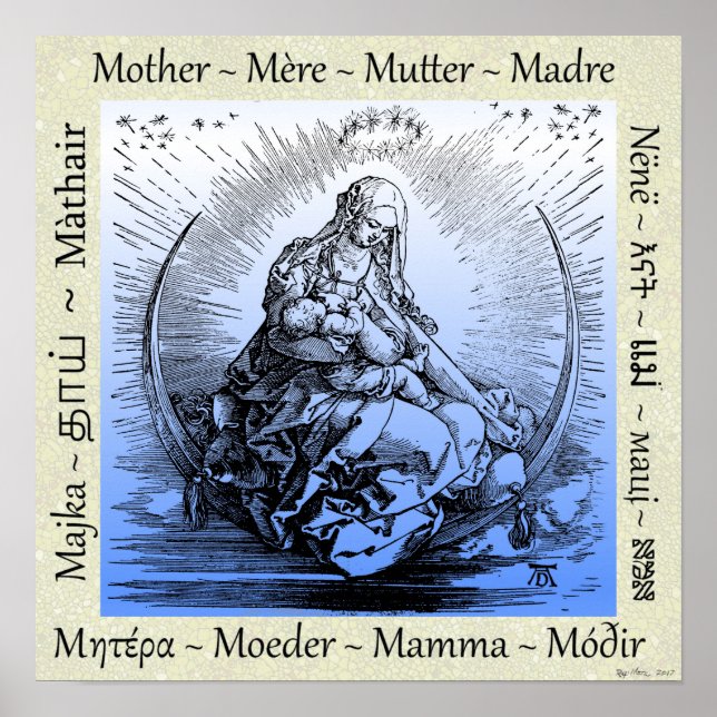 Poster Albrecht Dürer Madre e Criança na Lua Crescente (Frente)