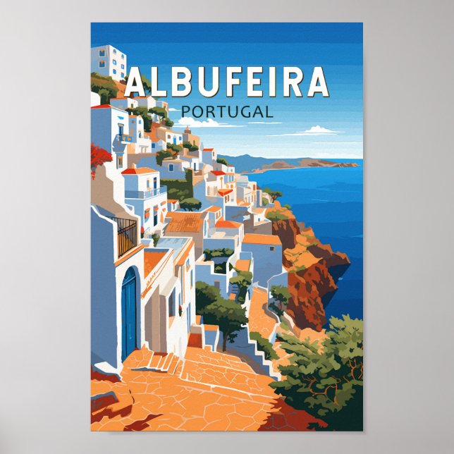 Poster Albufeira Portugal Viagem Art Vintage (Frente)