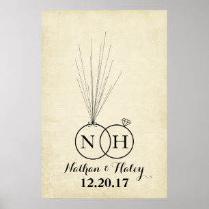 Poster Álbum de Casamento com Polegar de Balão Inicial de