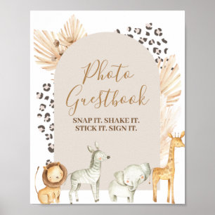 Poster Álbum de Fotos de Animais do Safari Boho em Aquare