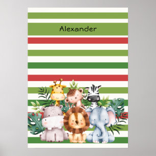 Poster Álbum de Fotos de Bebê Menino com Animais da Selva