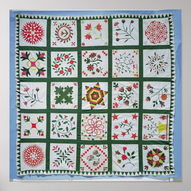 Poster Album quilt with season flowers, 1844 (Frente)