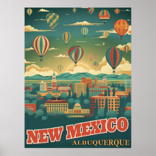 Poster Albuquerque, Novo México com um balão de ar quente