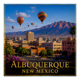 Pôster Albuquerque Novo México Rio Grande e Alto Deserto