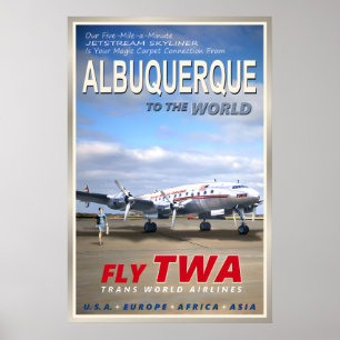 Poster ALBUQUERQUE Novo México TWA Airlines Nova Original