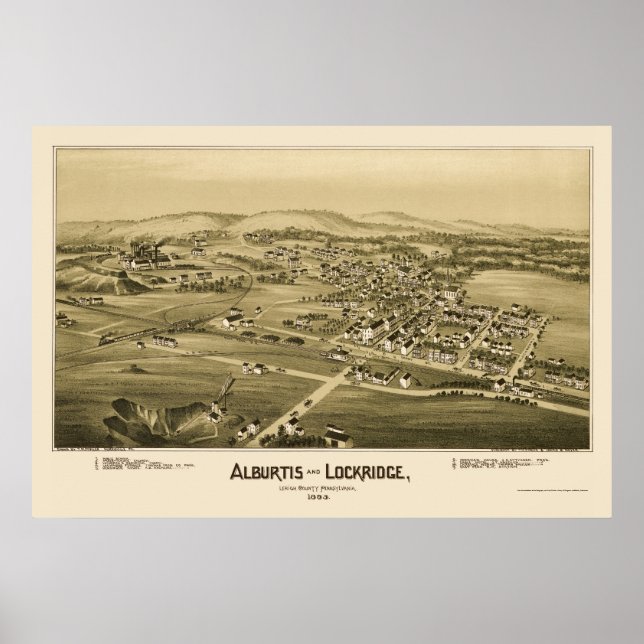 Pôster Alburtis e Lockridge, PA Panorâmica - 1893 (Frente)