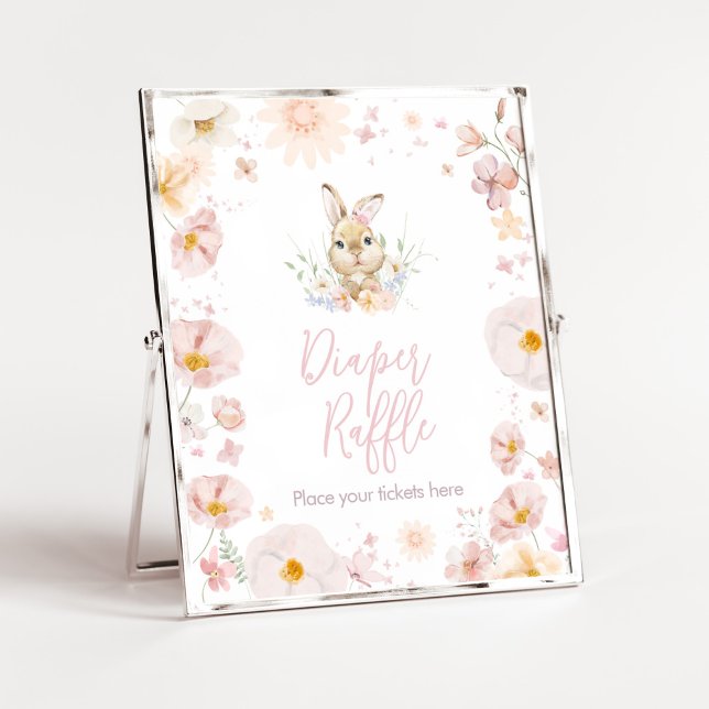Poster Alcachimbo Fralda Chá de fraldas Raffle (Rabbit Somebunny Baby Shower Diaper Raffle Sign)