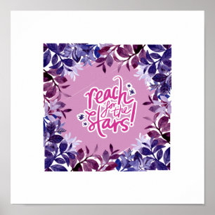 Poster Alcance pelas estrelas em cor roxa