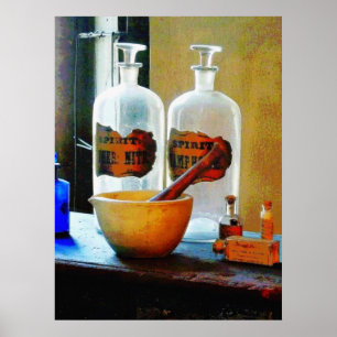 Poster Alcatrão e péleta com Garrafas