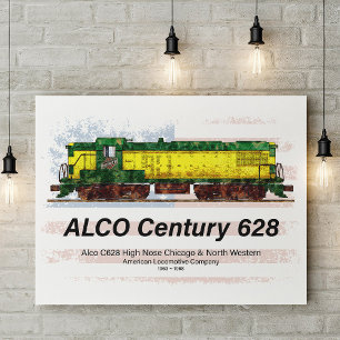 Poster Alco C-628 Locomotiva Diesel e bandeira americana