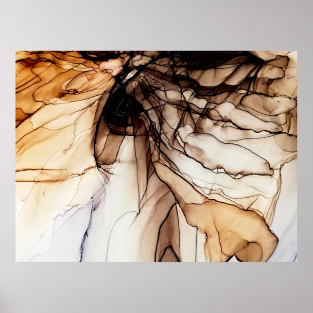 Poster Alcohol Ink Color. Gray Handmade Marble Texture. G (Frente)