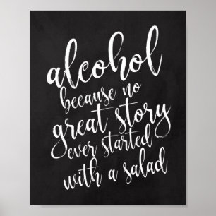 Poster Álcool de Casamento 8x10 Chalkboard Sinal