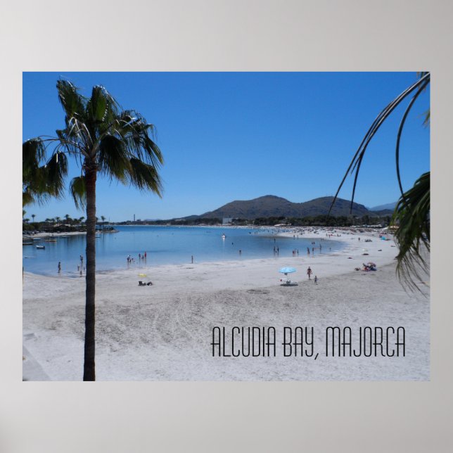 Poster Alcudia Beach e Bay Landscape Majorca Espanha (Frente)