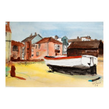 Aldeburgh Print – Paisagem Costeira em Aquarela