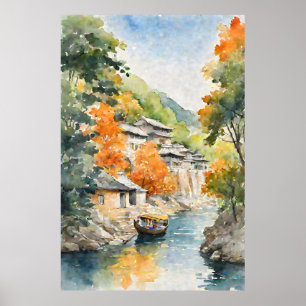 Poster Aldeia da orla asiática