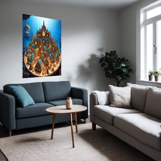 Poster Aldeia de Gingercake sob o mar | Arte AI (Criador carregado)