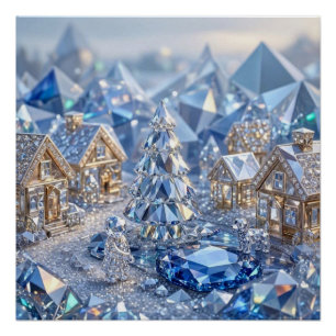 Pôster Aldeia de Natal Joalheria Árvore Esmeralda Cristal