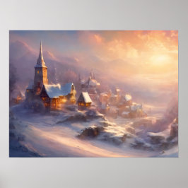 Poster Aldeia Encantadora coberta por Neve