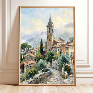 Poster Aldeia Impressionista Manhã Névoa Arte em Tela