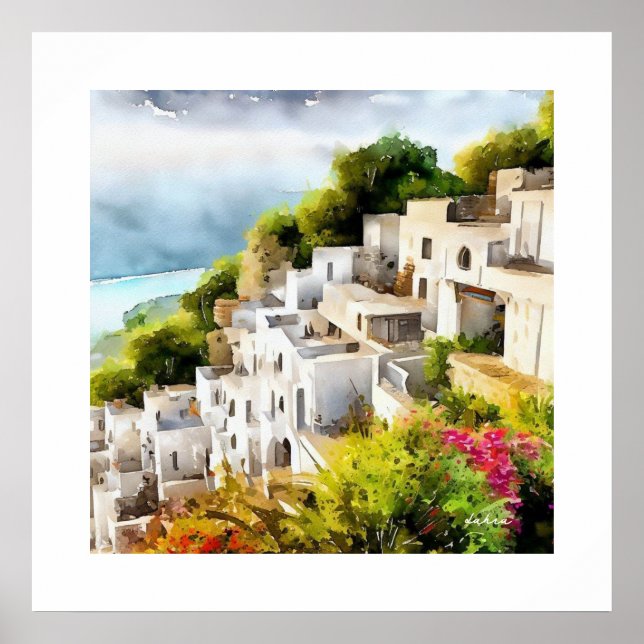 POSTER ALDEIA MARÍTIMA DA ARQUITETURA MUNDIAL ANTIGA COR (Frente)