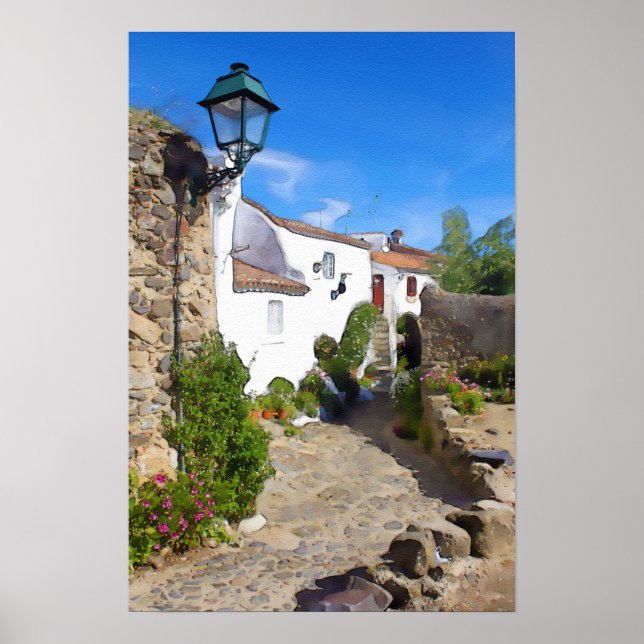 Pôster Aldeia Mediterrânica de Watercolor (Frente)