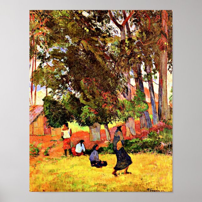 Poster Aldeia Tahitian, famosa pintura de Paul Gauguin (Frente)