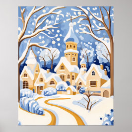 Poster Aldeia Whimsical Winter com Torres Snowy