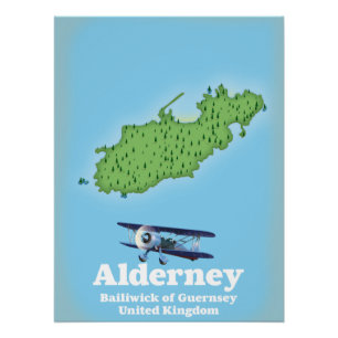 Pôster Alderney Bailiwick de Guernsey - Mapa do Reino Uni