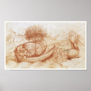 Poster Alegoria com um lobo e Eagle, da Vinci