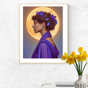 Poster Alegoria da Primavera - mulher com flores roxas